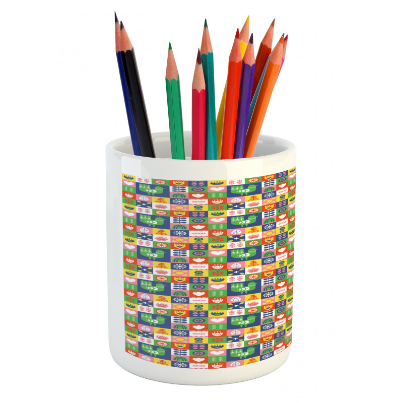 Birds and Flowers Retro Pencil Pen Holder