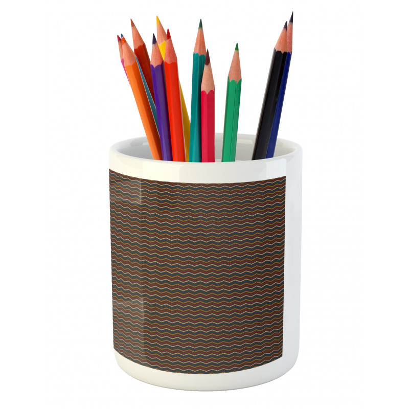 Dark Traditional Chevron Pencil Pen Holder