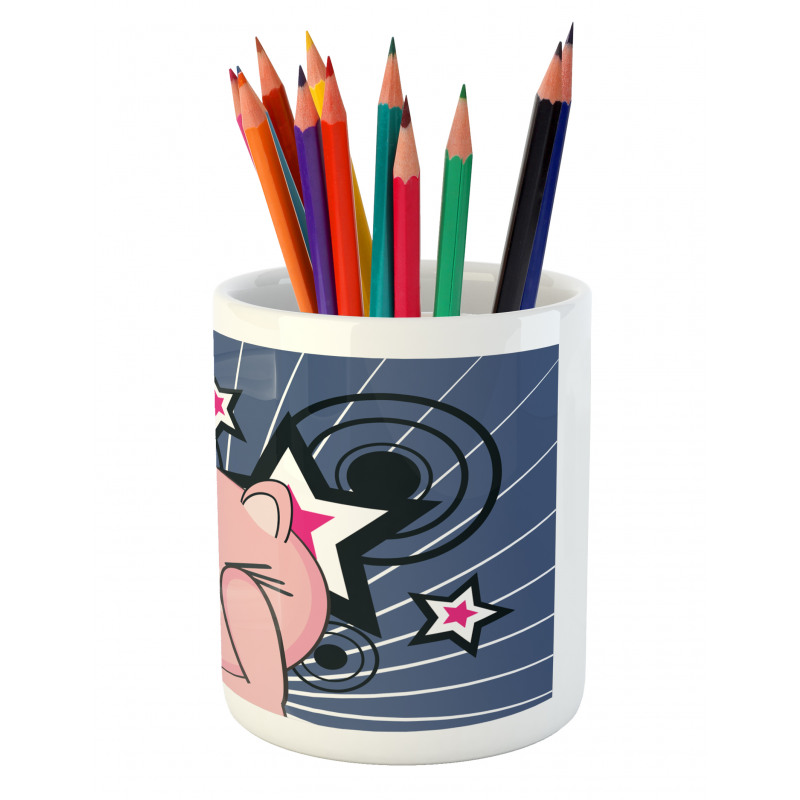 Piggie on Stars and Rays Pencil Pen Holder