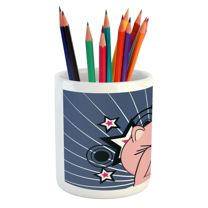 Piggie on Stars and Rays Pencil Pen Holder