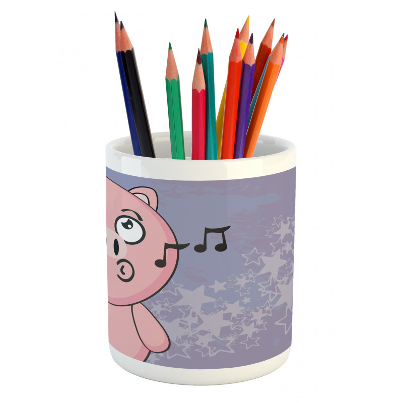 Farm Animal Singing Star Motifs Pencil Pen Holder