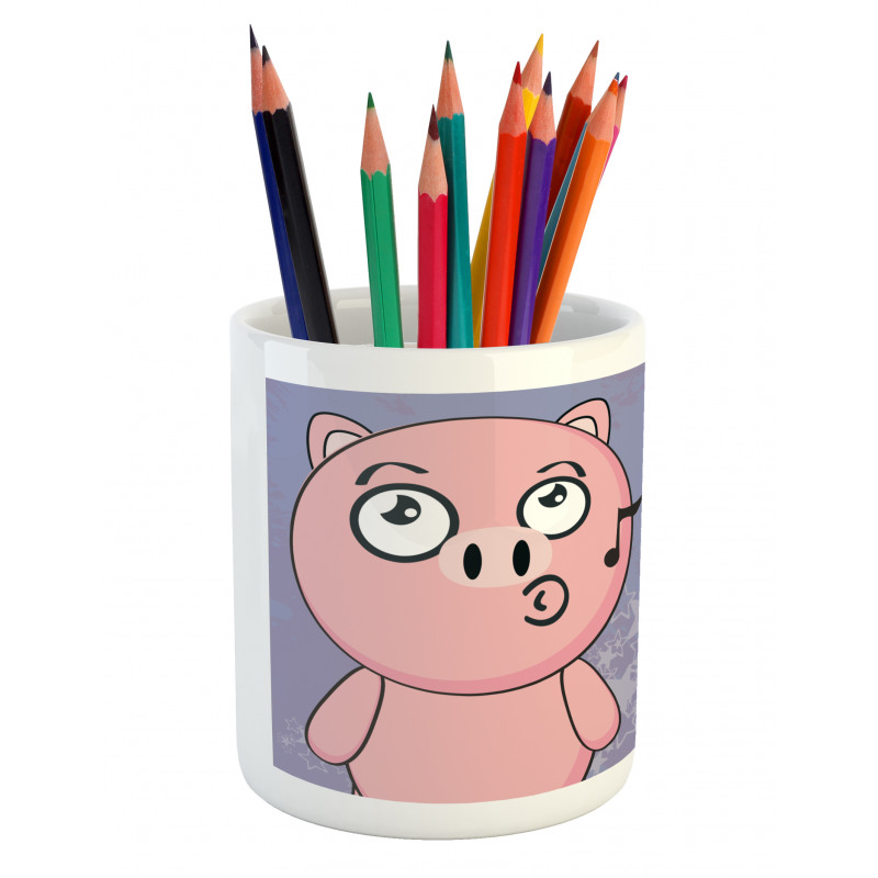 Farm Animal Singing Star Motifs Pencil Pen Holder