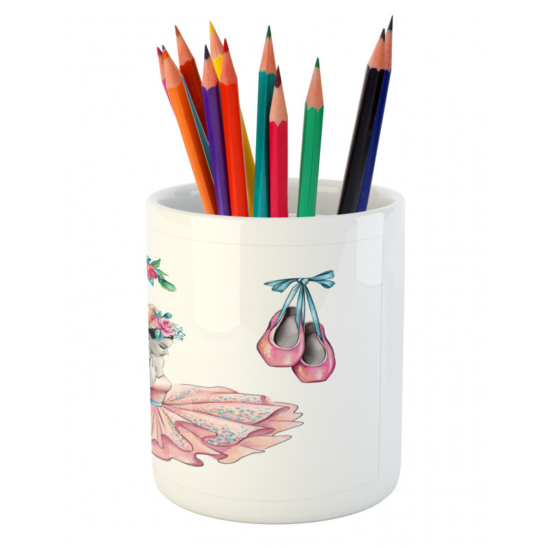 Dancer Girl in Flowers Pencil Pen Holder