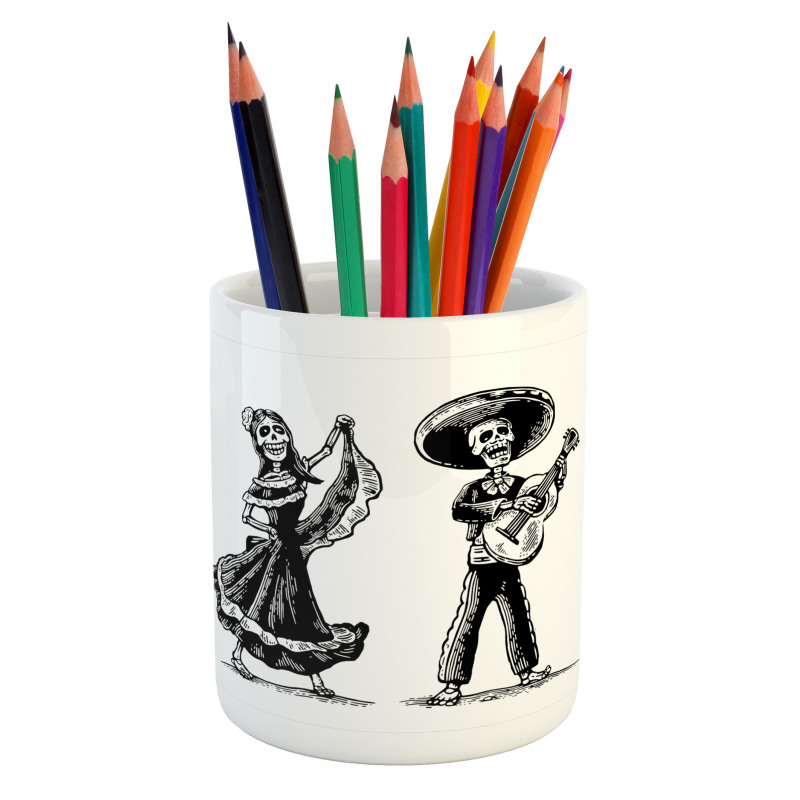 Skeletons Music Pencil Pen Holder