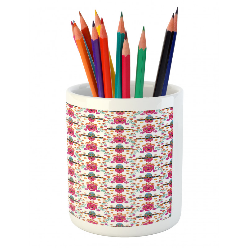 Sombrero Skulls Pencil Pen Holder