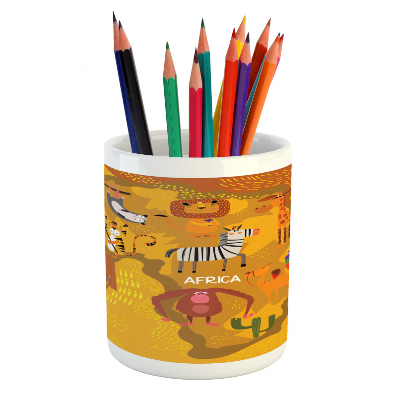 Map of Africa with Animals Pencil Pen Holder