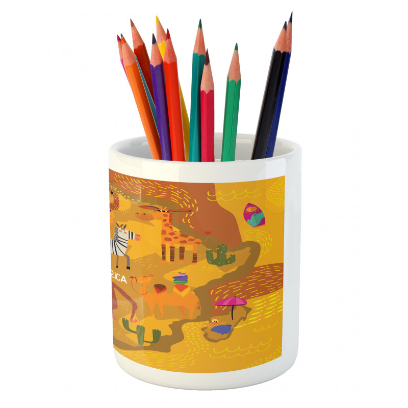 Map of Africa with Animals Pencil Pen Holder