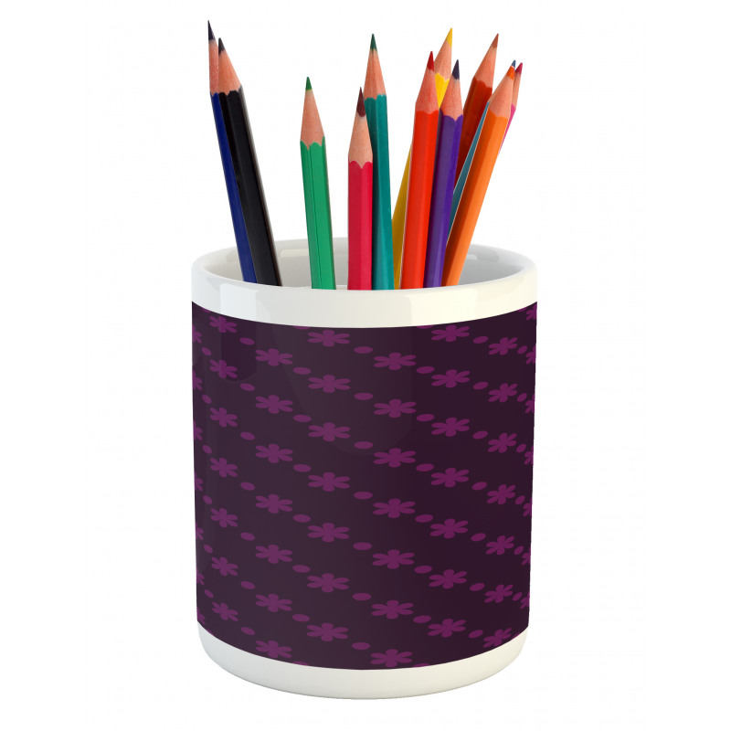 Floral Pattern Dots Pencil Pen Holder