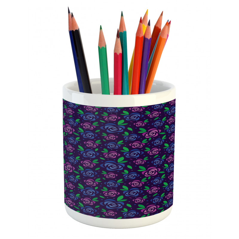 Roses Graphics on Dark Pencil Pen Holder