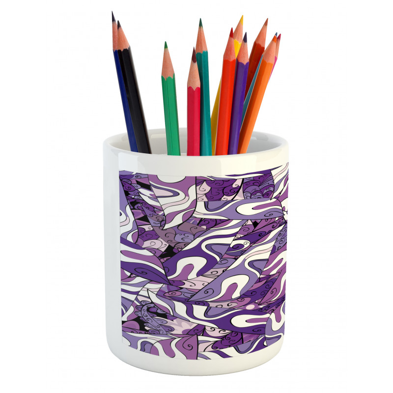 Lilac Strokes Motifs Pencil Pen Holder