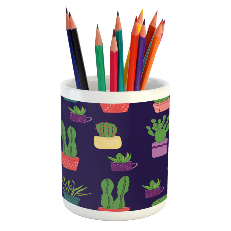 Colorful Pots Plants Pencil Pen Holder