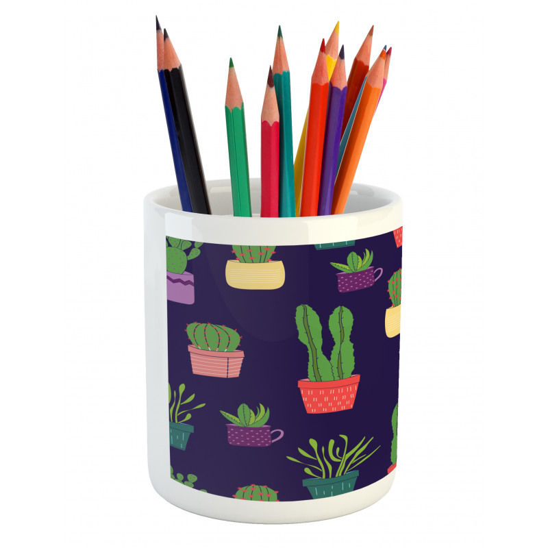 Colorful Pots Plants Pencil Pen Holder