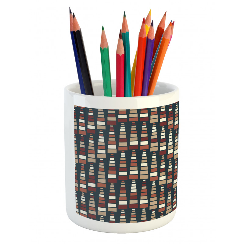 Squares Arranged Wavy Flow Pencil Pen Holder