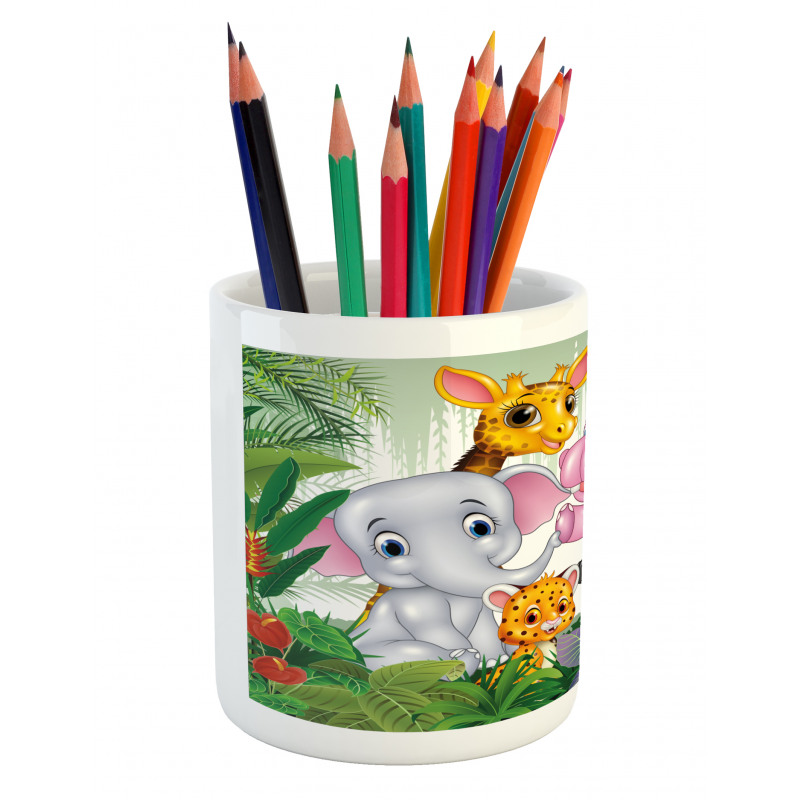 Nursery Happy Animal Doodle Pencil Pen Holder