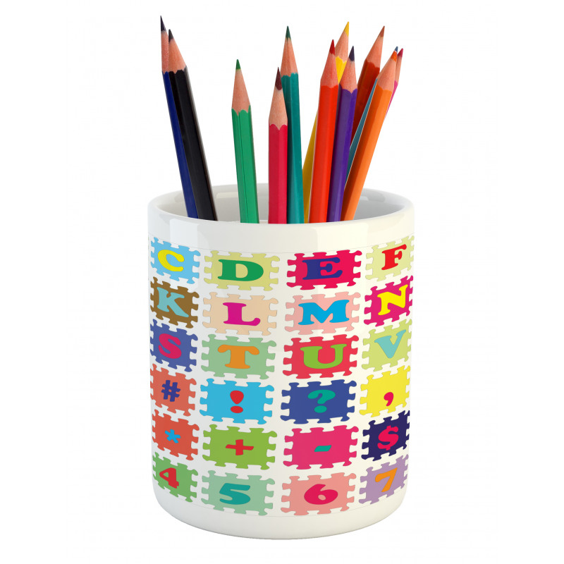 Alphabet and Numbers Pencil Pen Holder