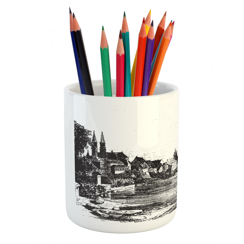 Vintage Cityscape of Istria Pencil Pen Holder