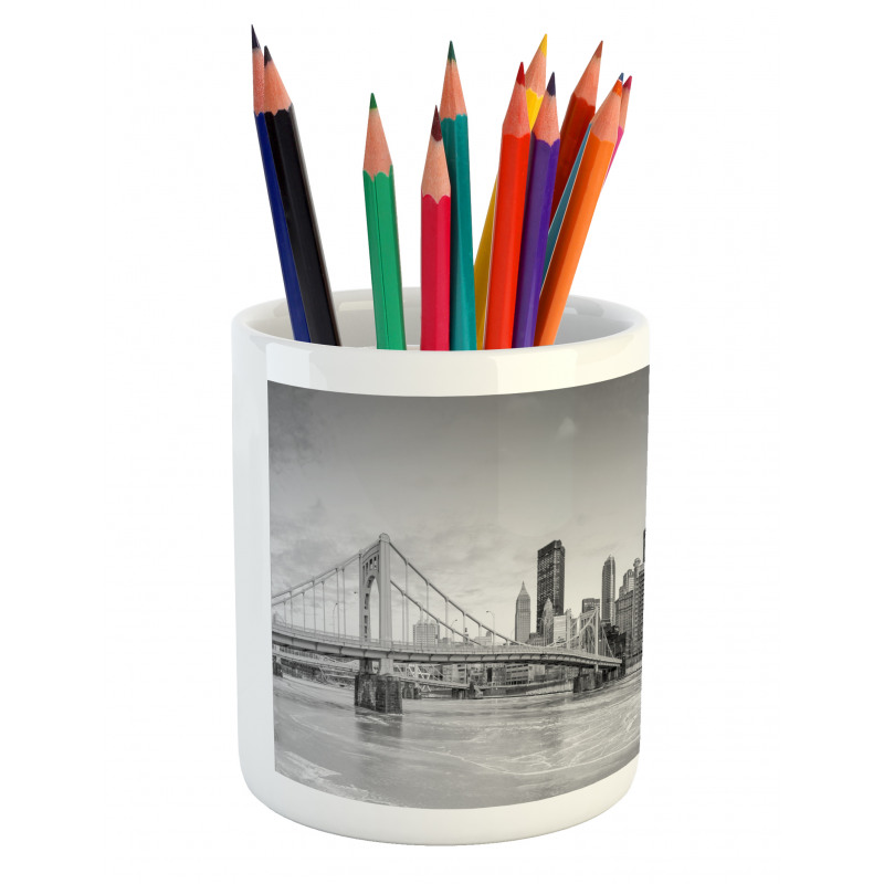 Panoramic Greyscale Pencil Pen Holder