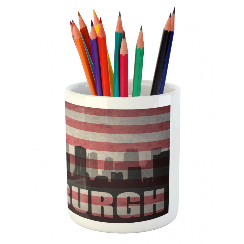 Flag Grunge Themed Pencil Pen Holder