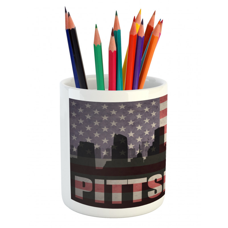 Flag Grunge Themed Pencil Pen Holder