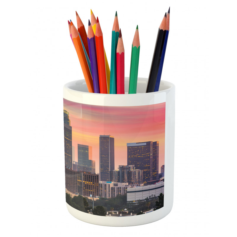 Los Angeles Skyline Orange Sky Pencil Pen Holder