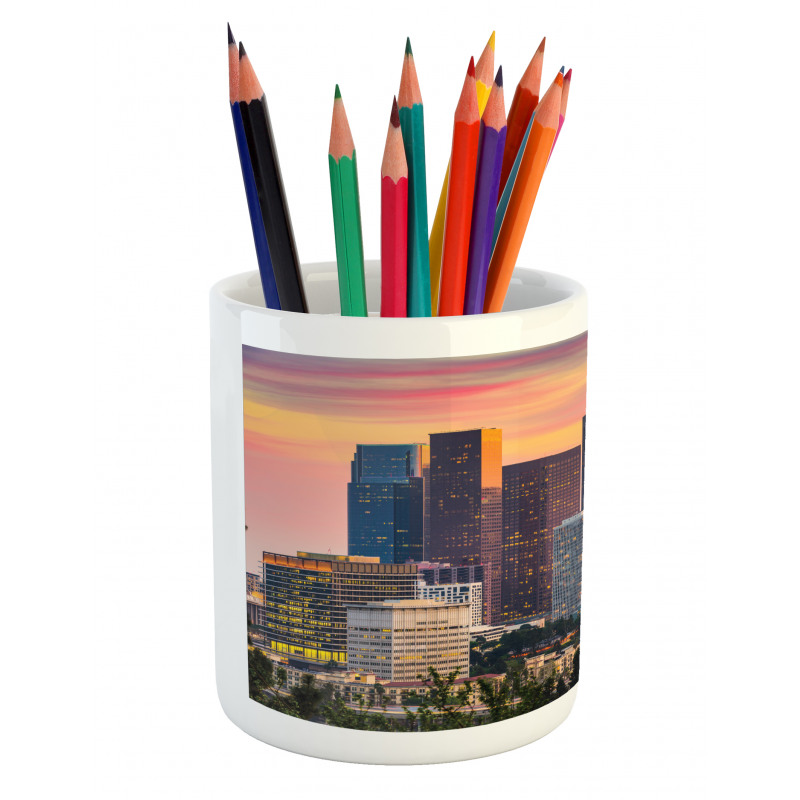 Los Angeles Skyline Orange Sky Pencil Pen Holder