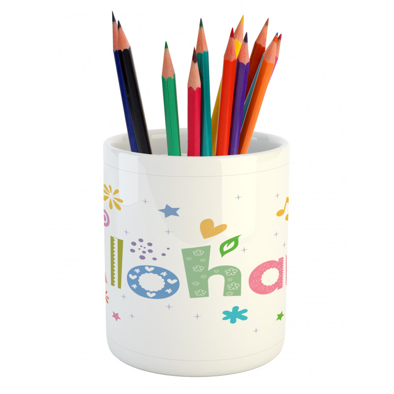 Hawaiian Wording with Motifs Pencil Pen Holder