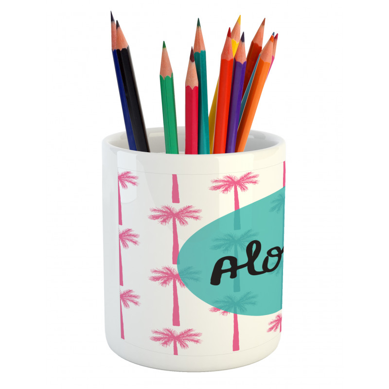 Palm Trees and Text in Circle Pencil Pen Holder