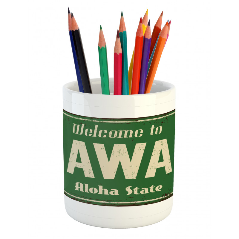 Welcome to Hawaii Vintage Pencil Pen Holder