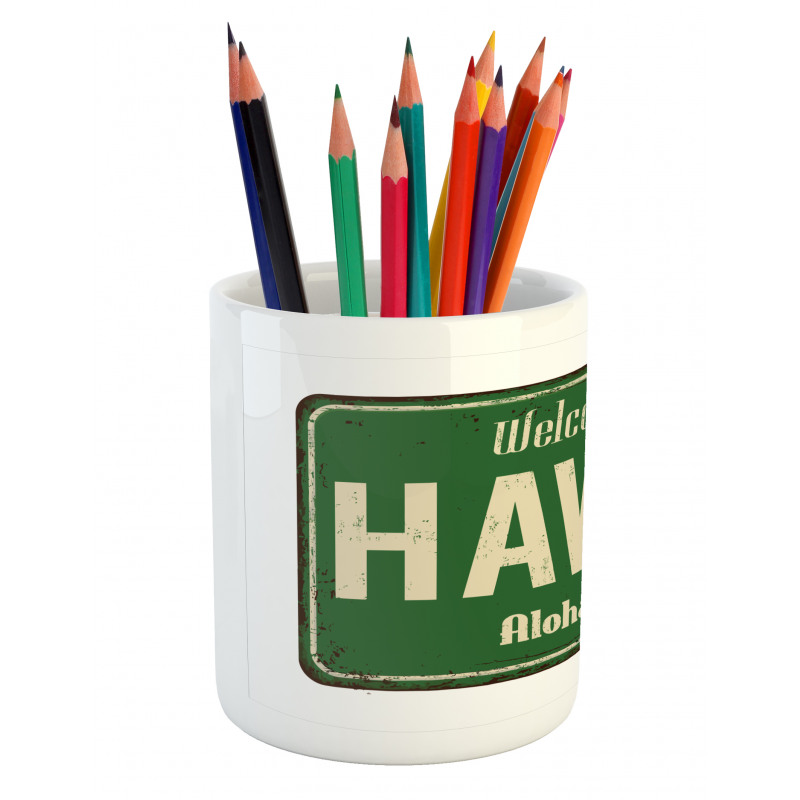 Welcome to Hawaii Vintage Pencil Pen Holder