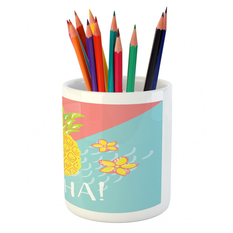 Flowers and Pineapple Pattern Pencil Pen Holder