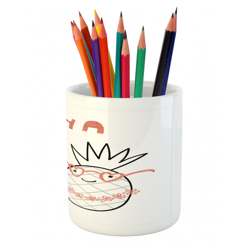 Striped Aloha Nerdy Pineapple Pencil Pen Holder