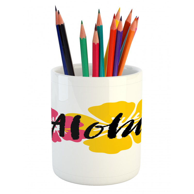 Brush Stroke Effect Hibiscus Pencil Pen Holder