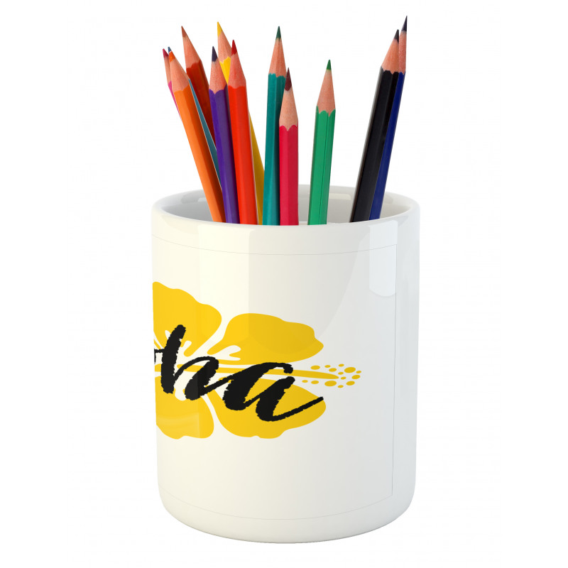 Brush Stroke Effect Hibiscus Pencil Pen Holder