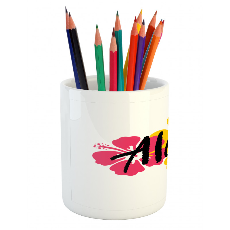 Brush Stroke Effect Hibiscus Pencil Pen Holder