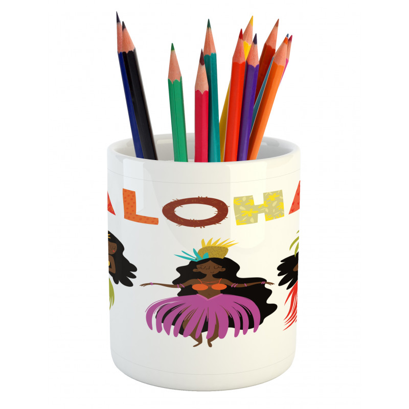 Exotic Hula Girls Dancing Pencil Pen Holder