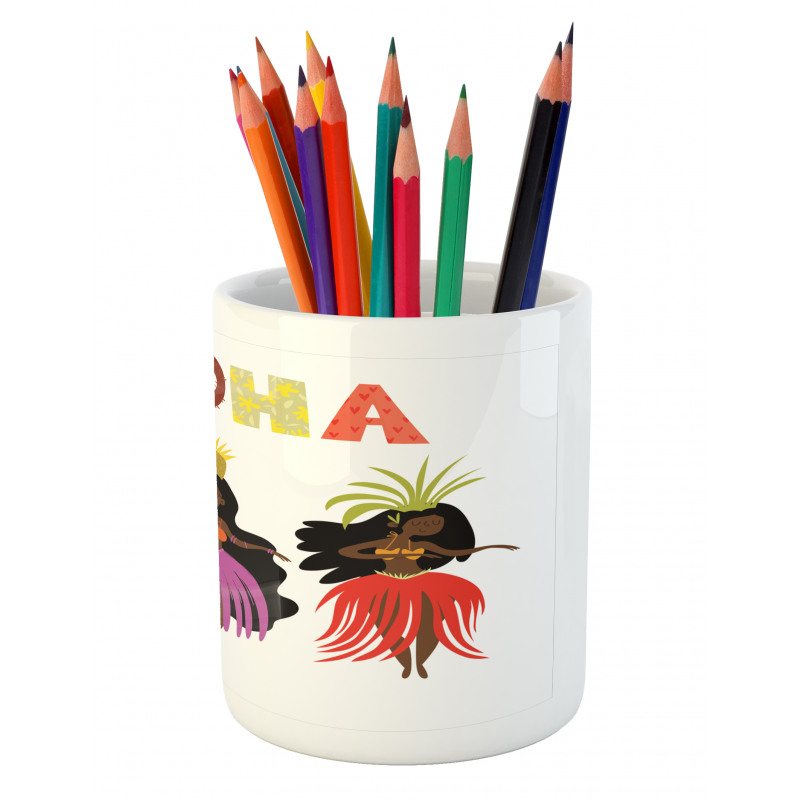 Exotic Hula Girls Dancing Pencil Pen Holder