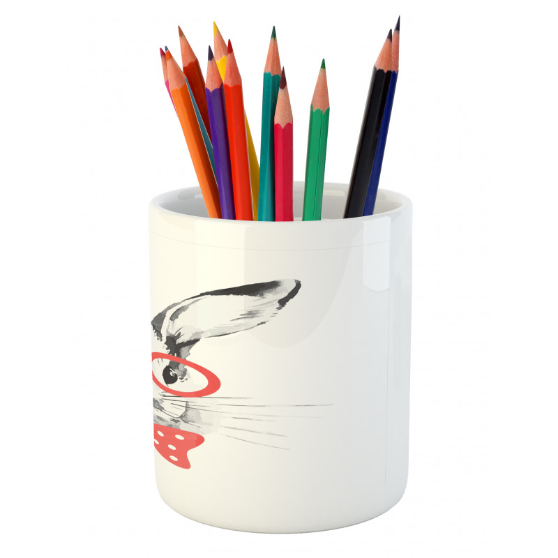 Nerdy Rabbit with Eyeglasses Pencil Pen Holder