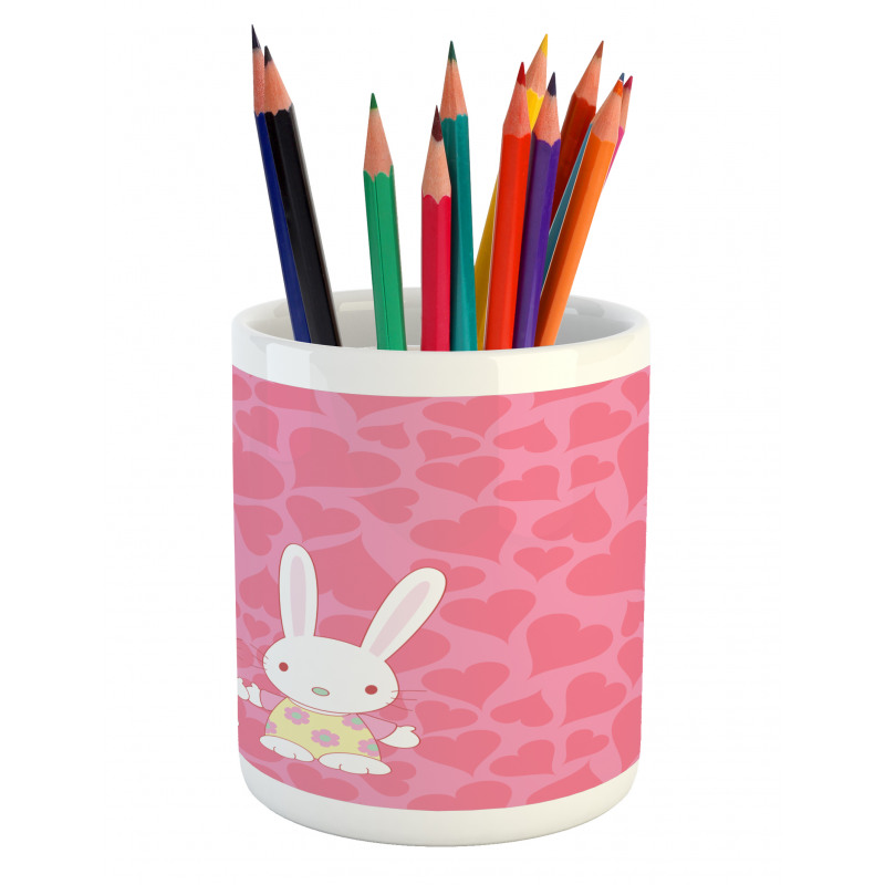 Couple Bunnies in Romance Pencil Pen Holder