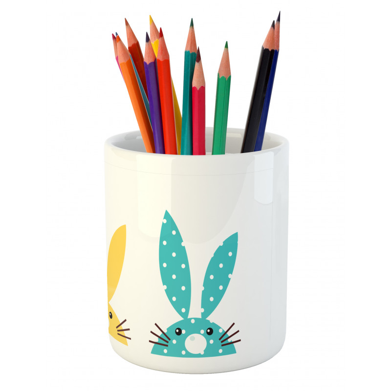 Colorful Half Face Rabbit Pencil Pen Holder