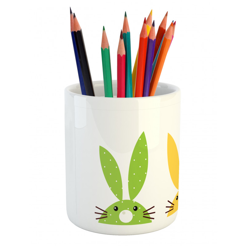 Colorful Half Face Rabbit Pencil Pen Holder