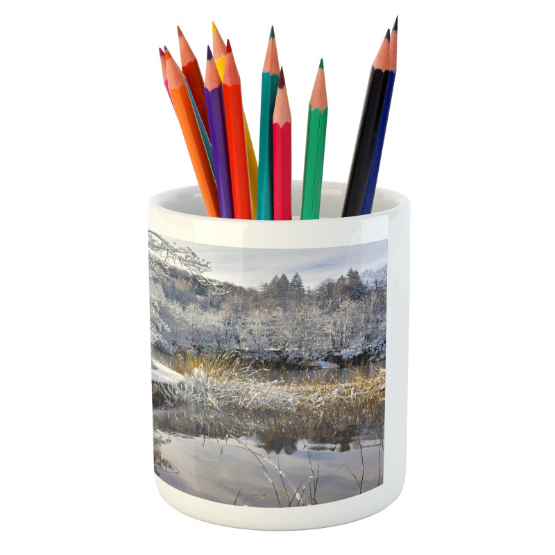 Snow Covered Path in Forest Pencil Pen Holder