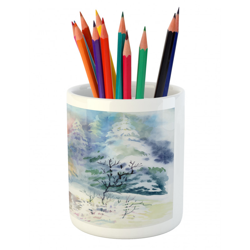 Watercolor Painting Blurred Pencil Pen Holder