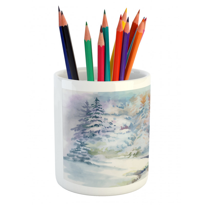 Watercolor Painting Blurred Pencil Pen Holder