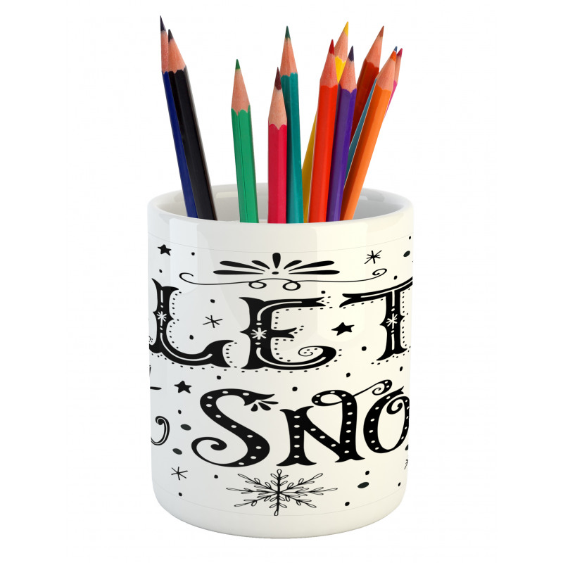 Monochrome Let it Snow Art Pencil Pen Holder