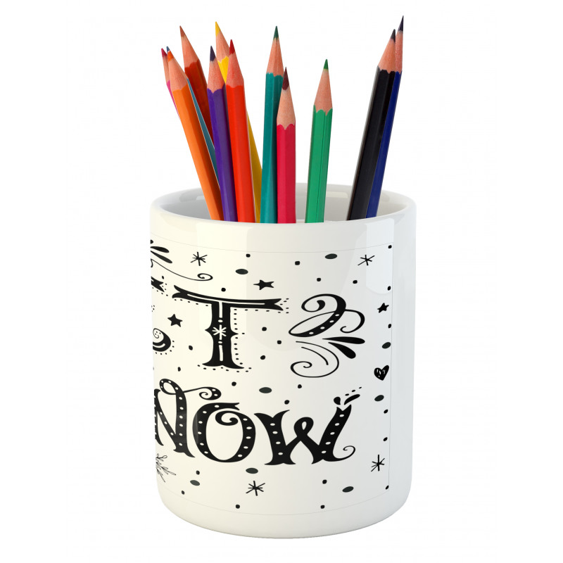 Monochrome Let it Snow Art Pencil Pen Holder