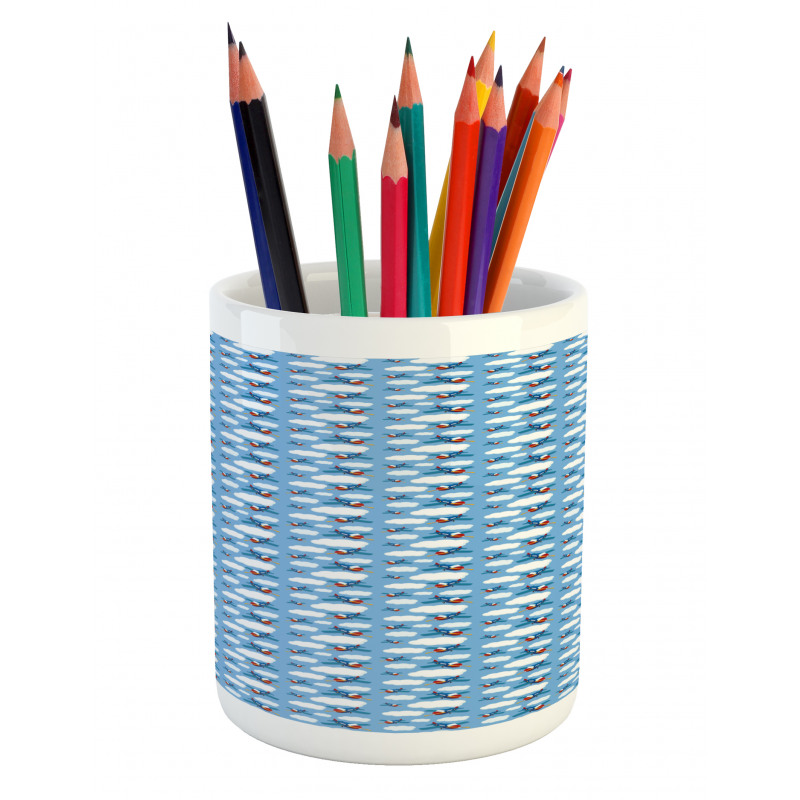 Cartoon Layout Airplanes Pencil Pen Holder