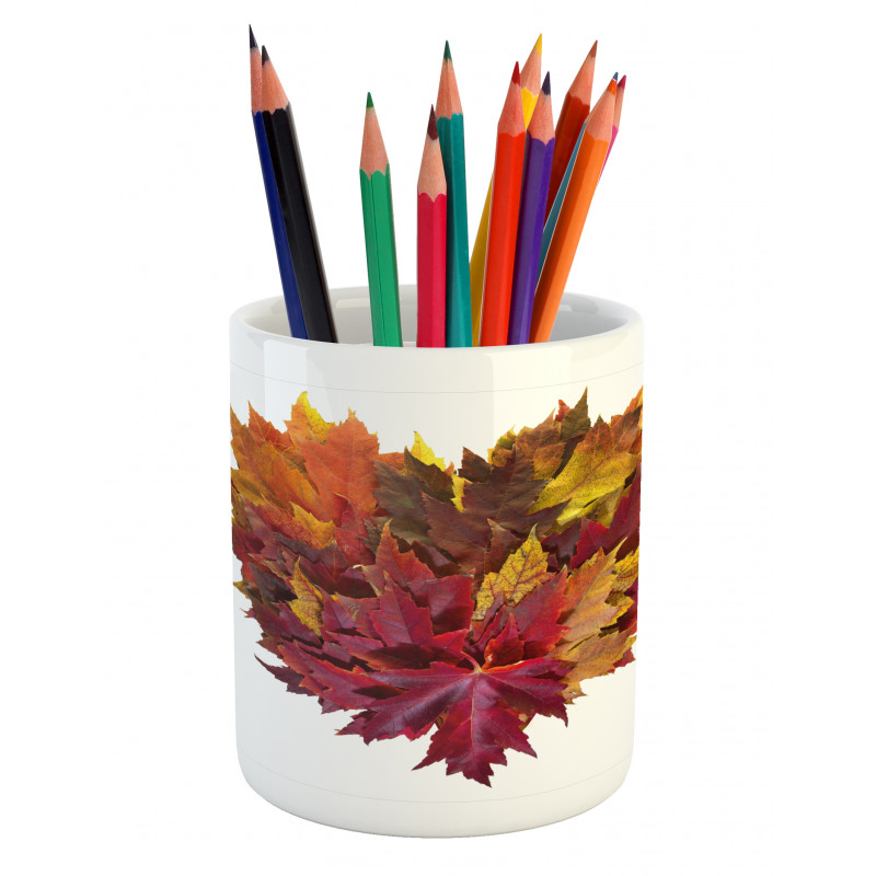 Mix Leaves Heart Shaped Pencil Pen Holder