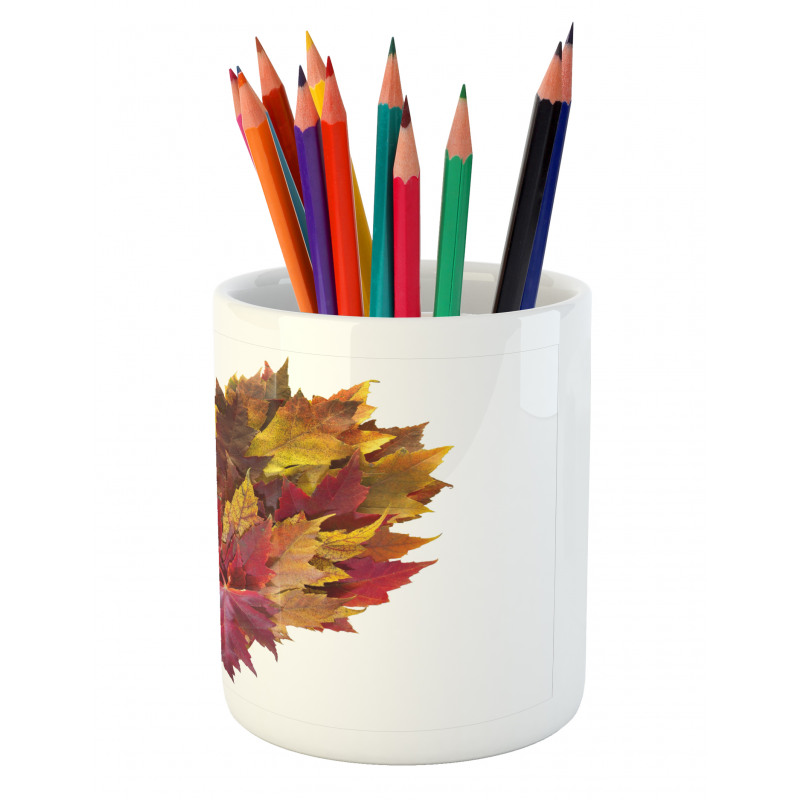 Mix Leaves Heart Shaped Pencil Pen Holder