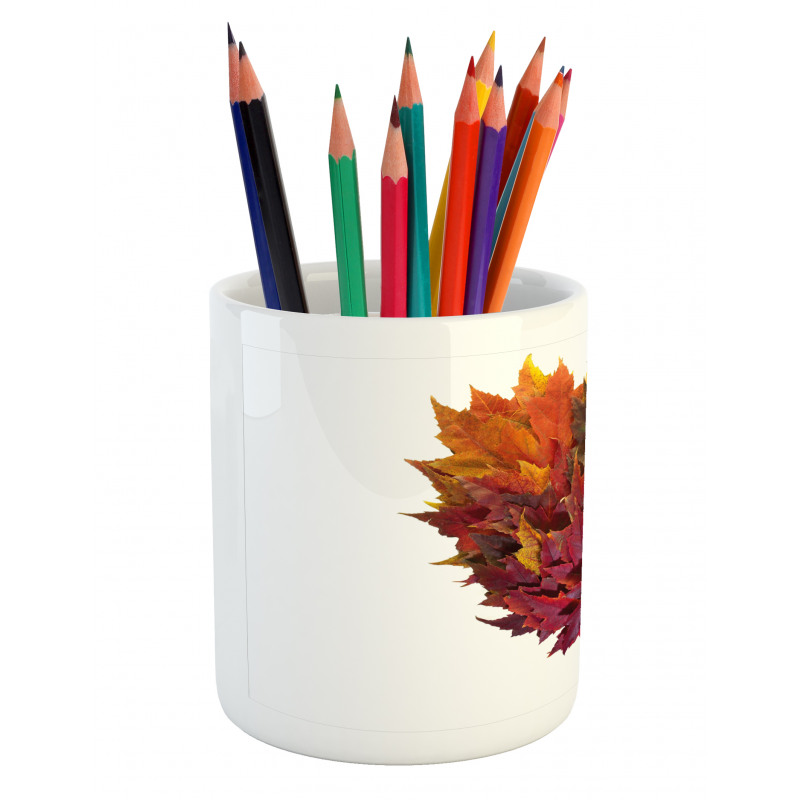 Mix Leaves Heart Shaped Pencil Pen Holder