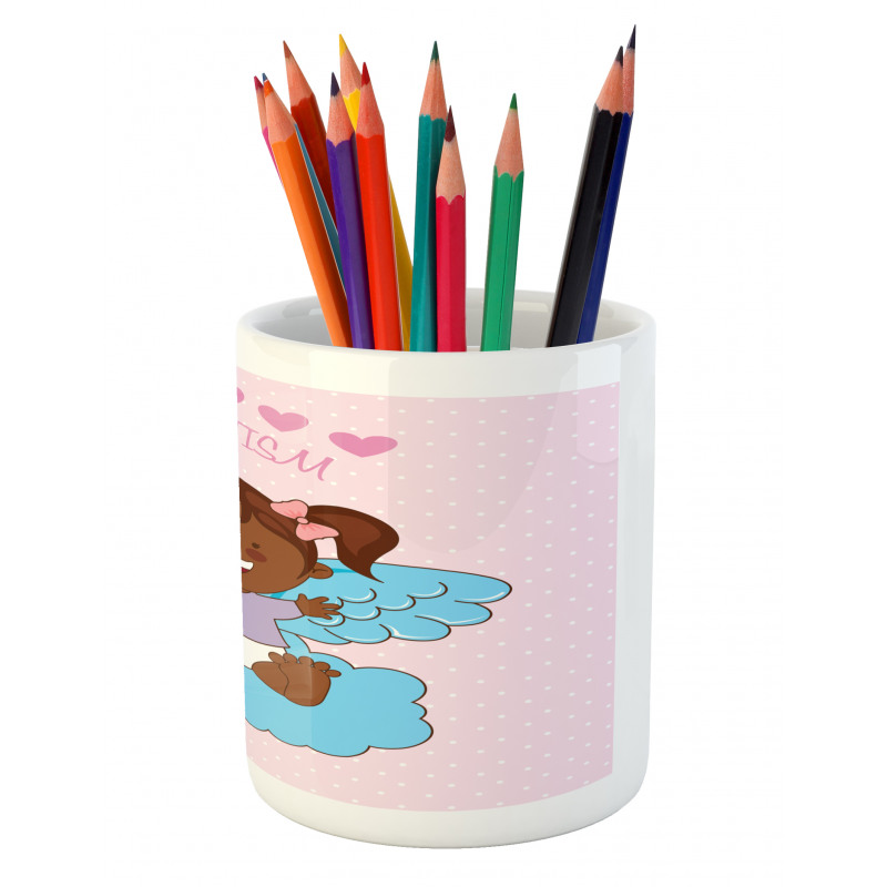 Child Flying on Clouds Pencil Pen Holder